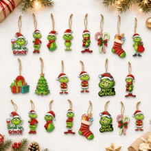 The Grinch 12pcs Christmas Hanging Decoration Set, Fun Christmas Tree Ornaments With Gift, Candy Cane And Sock Patterns, Holiday Party Hanging Decorations, Christmas Tree Pendants, Holiday Home Decor And Christmas Gifts - A - View 4
