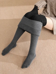 Women High‑Rise Wide Rib Waistband Thermal Leggings, Soft Stretchy Slim Fit Knit Thermal Pants, Warm Comfy Tummy Control Base Layer Leggings - Multicolor - View 5