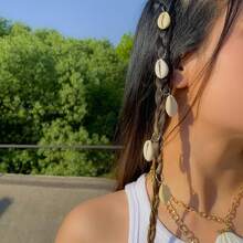 Bohemian Shell Hair Braid Ring Set, Gold Dreadlock Hair Ring Clips For Women Girls, Decorative Braided Hair Accessories For Beach Festival - Multicolor - View 6