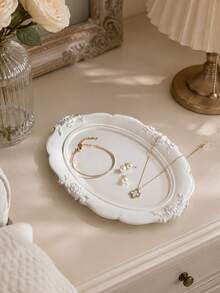 Nordic-Style Oval Resin Storage Tray, Perfect For Holding Rings, Earrings, And Pearls. Suitable For Dressing Tables, Bedroom Wardrobes, Bathroom Countertops, And Elegant Room Decor. - Multicolor - View 3