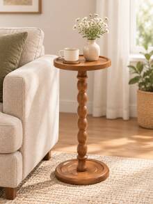 1pc Round Side Table Sofa Table Coffee Table Storage Rack Indoor Plant Stand Wooden Corner Table, Suitable For Living Room Or Bedroom, Modern Furniture, Fashionable And Minimalist - Multicolor - View 3