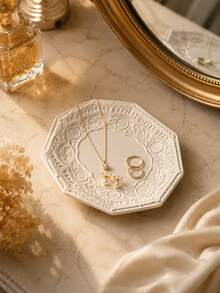 Luxury Display Tray, Jewelry Display Tray, Ring Stand, Elegant Resin Decorative Tray, European Relief Design, Suitable For Dressing Table, Vanity, Wedding Decoration, Photography Props, Women's Gifts, Christmas, Birthday - Multicolor - View 4