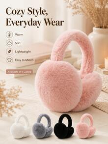 Women's Windproof Warm Ear Muffs, Soft Comfortable Winter Ear Covers, Foldable And Easy To Store, Elastic Hair Accessory, Suitable For Outdoor Commuting, Skiing, Traveling And School Use - Multicolor - View 3