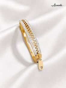 1pc Stainless Steel Bracelet, Unique Jewelry Gift For Women - Zipper - View 2