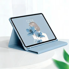 TenYide Tablet Magnetic Protective Leather Case, TPU Artificial Leather Material, Full Coverage Book-Style Tablet Protective Shell, Multi-Angle Stand, Supports Bluetooth Keyboard Use, Can Firmly Adsorb Keyboard, Compatible With IPad Series/GalaxyTab Series/MatePad Series/ Tablet Series/RedmiPad Series/Tab Series And Other Models, (Keyboard Not Included) - Baby Blue - View 4