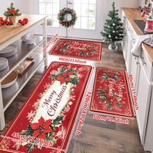 1/2/3pcs Christmas Theme Kitchen Rug, Flannel Kitchen Rug, Comfortable Soft Absorbent Non-Slip Machine Washable With Non-Slip Backing, Suitable For Multiple Scenes: Entrance, Living Room, Bedroom, Kitchen, Dining Room, Bathroom, Laundry Room, Hallway, Christmas Holiday Home Decor Floor Mat - Multicolor - View 16