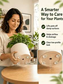 Transparent Invisible Self-Adhesive Flower Pot Heightening Pads, Transparent Flower Pot Spacer Blocks For Improving Ventilation And Drainage, Anti-Slip Flower Pot Pads Help Prevent Root Rot, Suitable For Indoor And Outdoor Flower Pots, Ideal For Home, Office, School Teachers And Other Scenarios, Home Essential - Multicolor - View 2
