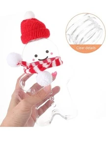 12pcs/Set: 4 Plastic Jars + 4 Lids + 4 Scarves. Gingerbread For Man Plastic Decorative Bottle Containers And Lid Set, Plastic Decorative Jars For Displaying Pearls, Jewelry, And Rings. Suitable For Christmas, New Year Parties, And Holiday - Clear - View 4