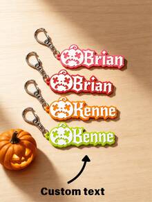 1pc Customizable English Name Halloween Jack-O'-Lantern Keychain, Funny Grimace Pumpkin Design Personalized Name Keychain, Colorful Letter Pendant - Multicolor - View 1