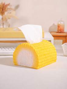 1pc Cute Corn Shaped Tissue Box, Realistic Corn Design, Creative Home Decor Storage Box, Suitable For Living Room, Bedroom And Desktop Storage - Multicolor - View 2