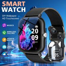 NcmRyu Sports Smartwatch + Earphone Set, Steel Band Watch, 1.83 Inch HD Display, Alloy Body, Wireless Calling, Multiple Sports Modes, Sedentary Reminder And Other Functions, Suitable As Gift For Friends And Couples, Compatible With Android And IOS - View 5