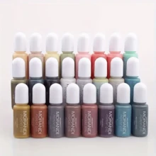 1 Set 24 Colors Dark Color Resin Morandi Pigment Kit - 10ml X 24 Muted Epoxy Pigment For Resin Jewelry, Keychains, Coasters - AB/UV Resin Colorant - 24colors/set - View 2