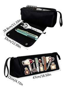 Heat-Resistant Hair Tool Storage Bag - Travel Felt Organizer Bag With Heat-Insulating Pad, Suitable For Curling Irons, Straighteners, Flat Irons, Blow Dryers And Styling Tools, Compact Storage Bag, Durable Fabric, Multi-Compartment Design, Travel Hair Accessories, Fashion Design, Secure Zipper Closure, Straightener And Curler Set, Pencil Case, Convenient For Travel - Multicolor - View 11