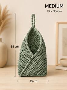 1pc Handmade Jute Wall-Mounted Fruit & Vegetable Storage Basket, Macrame Design With Mesh Structure - Multicolor - View 7