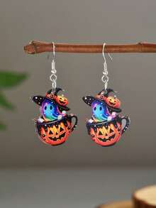 1 Pair Halloween Style Rainbow Magic Ghost Pumpkin Acrylic Earrings (Women's) - Multicolor - View 2