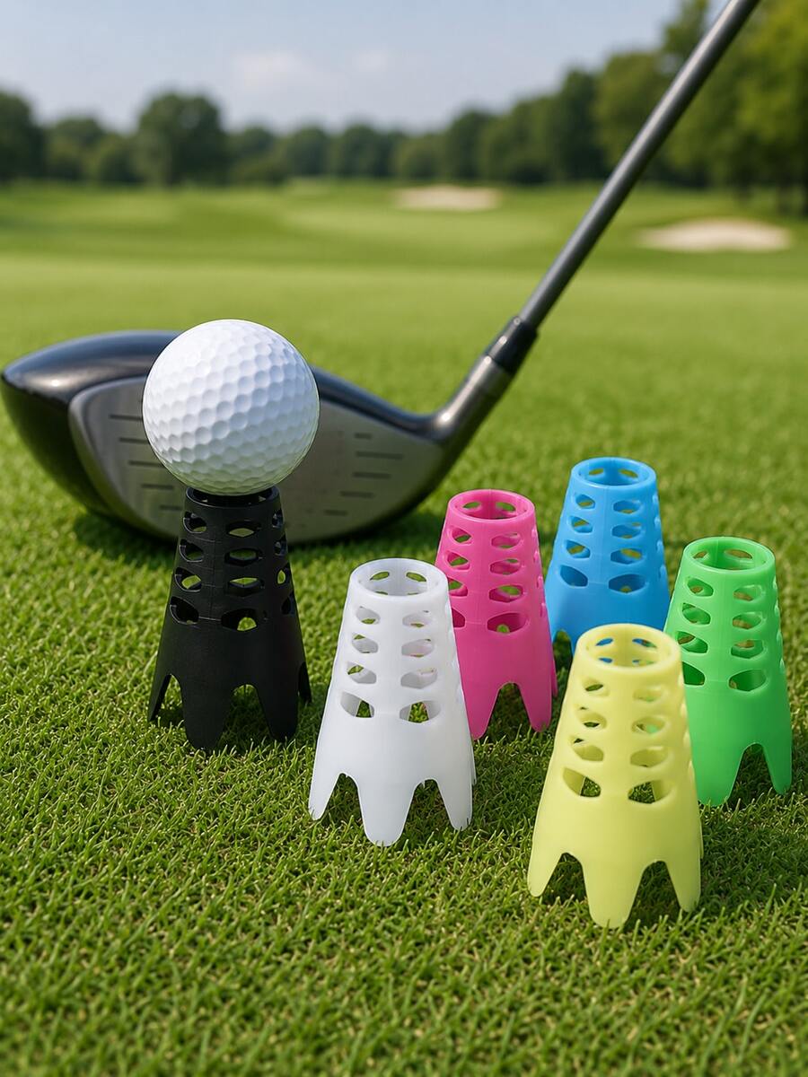 6 st höjjusterbara golfbolls-tee, återanvändbart golfbollsställ i plast, höjjusterbart tee för träningsområde, stabil tillbehör för golfträning inomhus och utomhus - Multifärgad - Visa 1