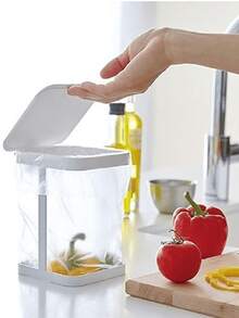 Mini Square Iron Trash Can, Kitchen And Living Room Countertop Flip-Top Trash Can, Suitable For Bedroom, Kitchen Countertop, Floor-Standing, Small Trash Can With Lid, Simple And Easy To Store - Multicolor - View 5