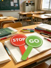 20/10/5/1pc STOP GO Handheld Sign, Red & Green Contrast Round Handheld Indicator, Minimalist Eye-Catching Printed Design, Lightweight & Easy To Grip, Classroom Interactive Game Prop, Team Building Activity Buzzer Paddle, Teaching Aid, Party Competition Sign, Thickened Foam Material Durable & Not Easily Broken, Suitable For Outdoor Games, Parent-Child Interaction, Classroom Teaching, Competition Scoring, Fun Interactive Auxiliary Tool, Home Essentials, Outdoor Garden Decor, Back To School, Home & Kitchen, Autumn Decor - Multicolor - View 3