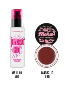 MISSLYN 2Pcs Hydrating Fixing Spray & Twinkle Moka Velvet Cream Blush Set, Hydrating Long-Lasting, Velvet Matte Creamy Blend, Face Base Makeup, Daily/Summer/Travel, Y2K/Soft Glam/Party, Makeup Kit - #01+#10 - View 9