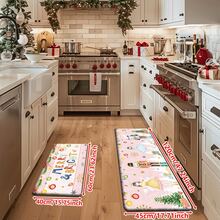 1/2/3pcs Christmas Theme Kitchen Rugs, Flannel Kitchen Rugs Comfortable Soft Absorbent Non-Slip Machine Washable With Non-Slip Backing Multi-Functional Home Floor Mat Suitable For Doorway Living Room Bedroom Kitchen Dining Room Bathroom Laundry Room Entryway Patio Holiday Christmas Decoration Mat - Multicolor - View 11