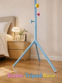 1pc 65inch/165cm Colorful Iron Free-Standing Coat Rack With 7 Mushroom-Shaped Hooks, Cute Macaron Color Space-Saving Clothes Rack, Rounded Hooks, Stable Tripod Base, Suitable For Bedroom, Dorm Or Entryway To Hang Clothes, Hats And Bags - Multiple Styles - View 6