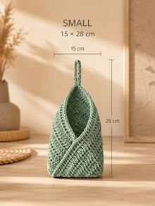 1pc Handmade Jute Wall-Mounted Fruit & Vegetable Storage Basket, Macrame Design With Mesh Structure - Multicolor - View 6