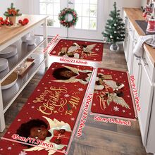 1/2/3pcs Christmas Theme Kitchen Rug, Flannel Kitchen Rug Comfortable Soft Absorbent Non-Slip Machine Washable With Non-Slip Backing Suitable For Multiple Scenes Entrance Living Room Bedroom Kitchen Dining Room Bathroom Laundry Room Hallway Floor Mat Blanket Holiday Christmas Decoration Home Multi-Functional Floor Mat - Multicolor - View 13