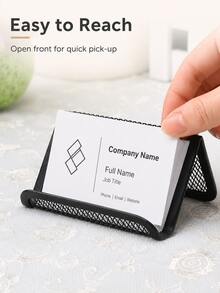 Desktop Business Card Holder, Metal Mesh Business Card Holder With Card Storage And Phone Stand, Compact Desktop Organizer, Suitable For Office, Reception Desk, Front Desk, Home Office, Office Desk Accessories, Desktop Storage, Office Essentials - Multicolor - View 7