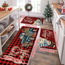 1/2/3pcs Christmas Theme Kitchen Rug, Flannel Kitchen Mat, Comfortable Soft Absorbent Non-Slip Machine Washable With Anti-Slip Backing, Multi-Functional Home Floor Mat For Entryway, Living Room, Bedroom, Kitchen, Dining Room, Bathroom, Laundry Room, Patio, Foyer, Christmas Holiday Decor - Multicolor - View 15