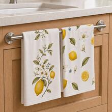 2/4/6/8pcs Lemon Kitchen Towels, Watercolor Lemon, Citrus Flower & Leaf Botanical Print, Decorative Napkins, Tea Towels & Hand Towels, Mediterranean French Country Summer Kitchen Decor, Housewarming Gift - Multicolor - View 2