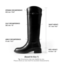 Women's Knee-High Buckle Strap Riding Boots - Black - View 5