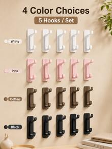 Self-Adhesive Wall Hook - Matte Black Towel Hook, Suitable For Bathroom And Kitchen; Multi-Functional Hook, Can Hang Coats, Bags And Robes; Waterproof, Drill-Free Wall Mount, Using Super Strong Removable Adhesive; Heavy-Duty Load Bearing Capacity. - Multicolor - View 3