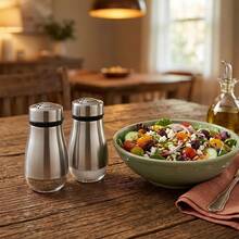 2PCS Stainless Steel Glass Bottom Salt And Pepper Seasoning Shaker Spice Dispenser Pepper Shaker BBQ Kitchen Gadgets Salt Containeri - Multicolor - View 7