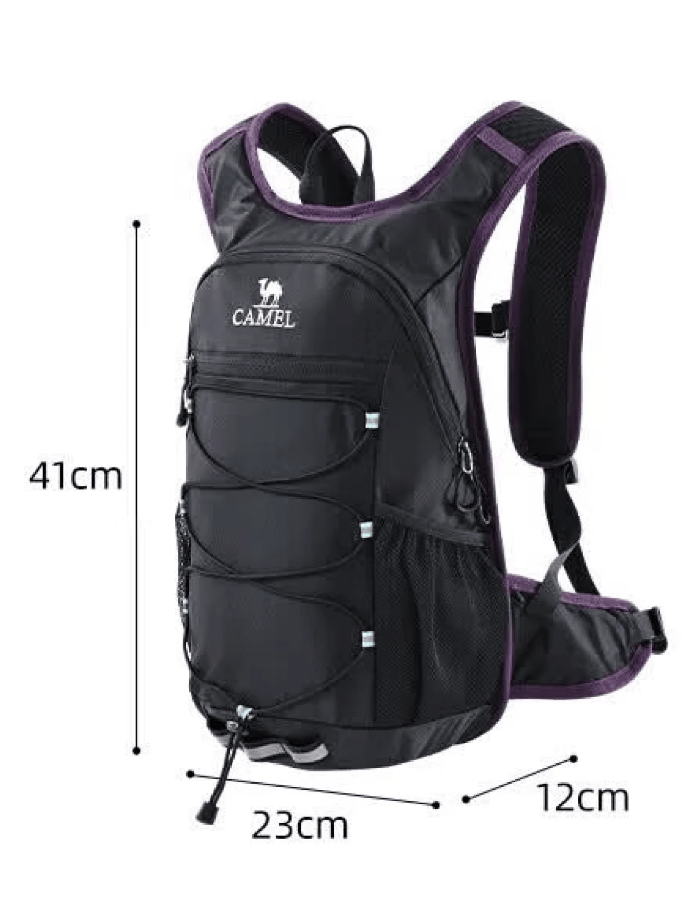 CAMEL CROWN 輕量戶外背包，便攜式登山背包，適用於徒步、健行、旅行與運動 - 紫墨黑 - 查看 1
