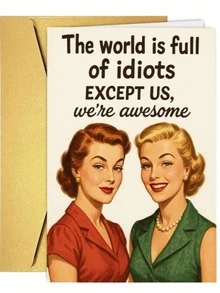 1pc Women Friend Birthday Card, Humorous "The World Is Full Of Fools" Design, Gift For Female Best Friend - A - View 13