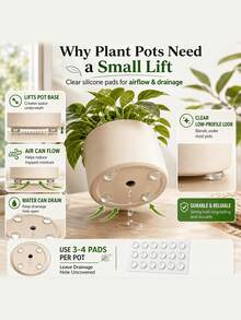 Transparent Invisible Self-Adhesive Flower Pot Heightening Pads, Transparent Flower Pot Spacer Blocks For Improving Ventilation And Drainage, Anti-Slip Flower Pot Pads Help Prevent Root Rot, Suitable For Indoor And Outdoor Flower Pots, Ideal For Home, Office, School Teachers And Other Scenarios, Home Essential - Multicolor - View 5