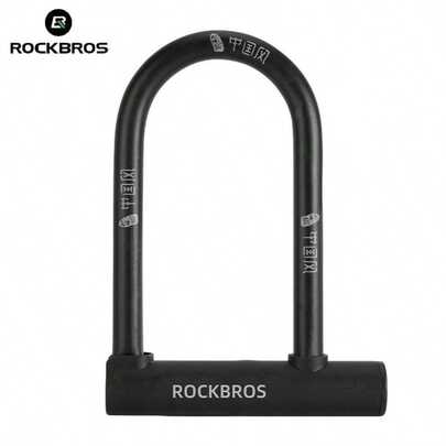 ROCKBROS 1 pieza Candado en U de acero al carbono antirrobo para bicicleta, altura total 7.09 pulgadas, base 5.12 pulgadas, espacio interior 2.83 pulgadas, candado en U para bicicleta de alta resistencia, incluye 2 llaves, tamaño compacto