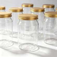 2-In-1 Capacity PET Jar: Can Hold 700ml Water Or 1000ml Honey, Transparent Airtight Jar Suitable For Snacks, Coffee Beans, Candy And Dry Food Storage - Home Kitchen Storage Essential, Equipped With Gold Aluminum Lid And Pressure-Sensitive Gasket Food Container - View 7