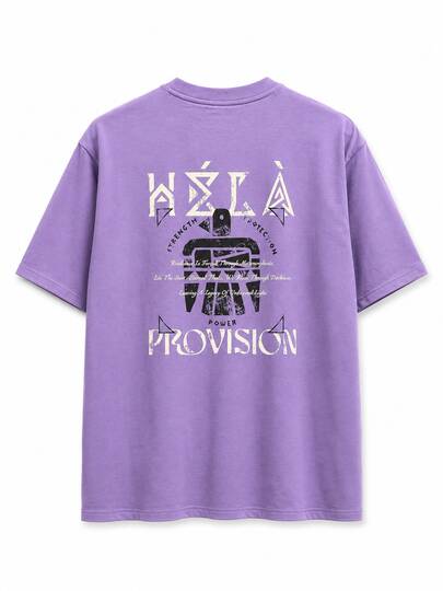 Anta Camiseta de manga corta con cuello redondo y estampado holgada para hombre