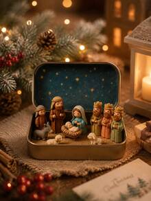 1Pc Hand-Painted Mini Nativity Scene Set,Portable Pocket-Sized Religious Figurines With Mary Shepherd Animals,Small Christian Home Decor For Easter Tabletop Desk Shelf Office Church,Spiritual Gift Housewarming Holiday Decoration,Room Decor,Home Decor - Artistic Ornament - View 9