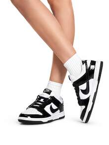 Nike Nuevas zapatillas deportivas de mujer, zapatillas de skate de corte bajo, zapatillas casuales Swoosh - Blanco y Negro - Ver 1