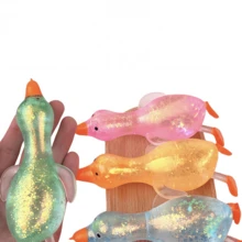 Tachimi 1pc Sequin Filled Duck Squeeze Toy, Slow Rebound Soft Goose Shape, Stretchable Stress Relief, Suitable For Teens And Adults, Anxiety Relief, Cute Animal Fidget Toy, Random Style And Packaging - Multicolor - View 5
