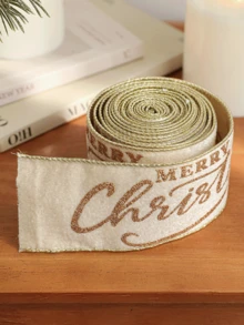 Velvet Christmas Ribbon Elegant Wired Ribbon With Gold Glitter Merry Christmas Script Metallic Edge Double-Side Ribbon For Gift Wrapping Present Bows Tree Wreath DIY Craft Festive Holiday Party Decor Aesthetic - Multicolor - View 10