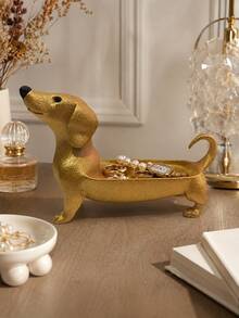 1pc Dachshund Shaped Jewelry Tray, Cute Long Dog Storage Dish, Suitable For Rings, Keys, Watches And Accessories, Decorative Storage Tray For Entryway, Vanity, Bedroom And Living Room - Multicolor - View 3