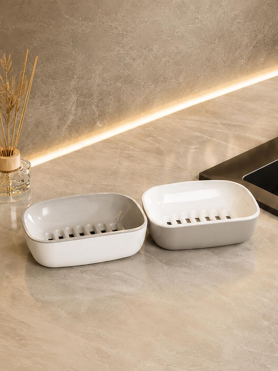 Double Layer Soap Holder, Household Bathroom Draining Soap Dish, Large Double Layer Soap Storage Rack, Laundry Soap Box, Two Layers Can Be Used Separately, Double Layer Utilization, Space Saving