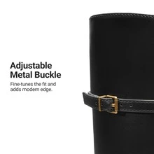 Women's Knee-High Buckle Strap Riding Boots - Black - View 8