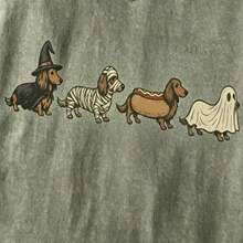 Cute Halloween Dachshund Dog Costume Graphic Tee Funny Witch Mummy Hot Dog Ghost Shirt Fall Autumn Aesthetic  Women Gift - Army Green - View 5