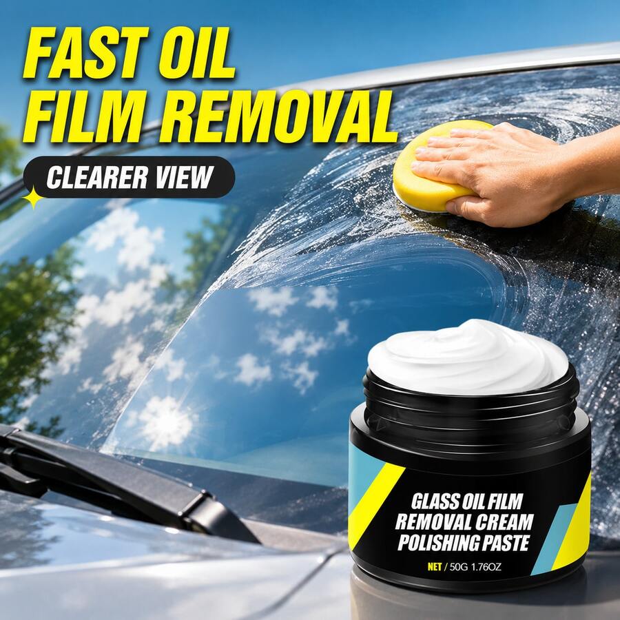 maxxauto Glass Oil Film Remover Paste - Heavy Duty Cleaning For Car Windshields And Home Windows With Long-Lasting Rain Repellent Protective Coating