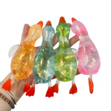 Tachimi 1pc Sequin Filled Duck Squeeze Toy, Slow Rebound Soft Goose Shape, Stretchable Stress Relief, Suitable For Teens And Adults, Anxiety Relief, Cute Animal Fidget Toy, Random Style And Packaging - Multicolor - View 4