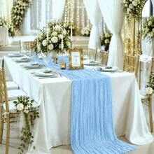 10 Pack Light Blue Cheesecloth Table Runner, Boho Gauze Table Runner, Rustic Semi Sheer Fabric Table Runner For Wedding, Bridal Shower, Baby Shower, Birthday Party, Farmhouse Dining Table Decor, Table Centerpiece And Home Decoration - Light Blue - View 5
